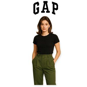 Vintage GAP 90s Olive Green Cropped Cotton Trousers High Rise Size 26